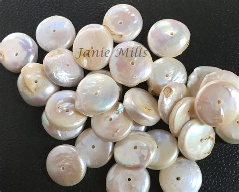 Pearl Cultured Freshwater Coin 12mm Natural White Bead Pkg Of 10 Etsy