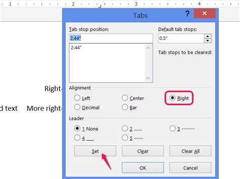 How To Create A Right Align Tab In Ms Word