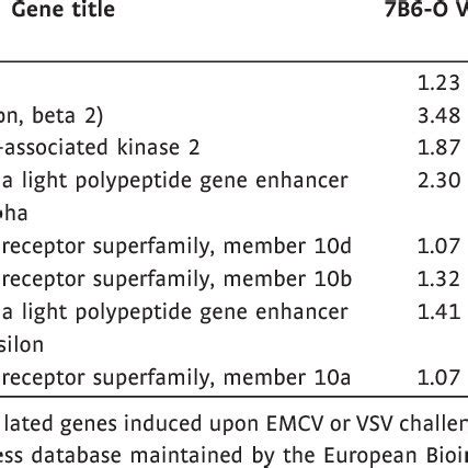 Nf Kb Dependent Genes Are Preferentially Induced By Emcv In O Cells