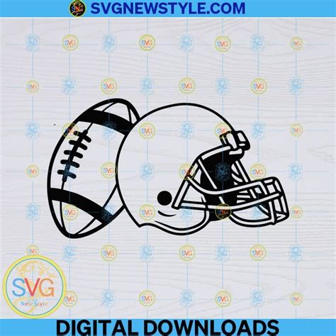 A Football Helmet And Ball On A Wooden Background With The Words Svg