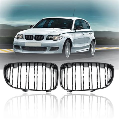 Pair New Gloss Black Front Kidney Grill Grille For Bmw E Series