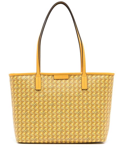 Tory Burch Basketweave Print Canvas Tote Bag Farfetch