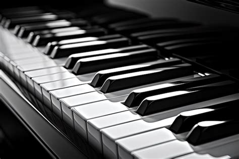 Cerrar Foto De Teclas De Piano En Blanco Y Negro Foto Premium