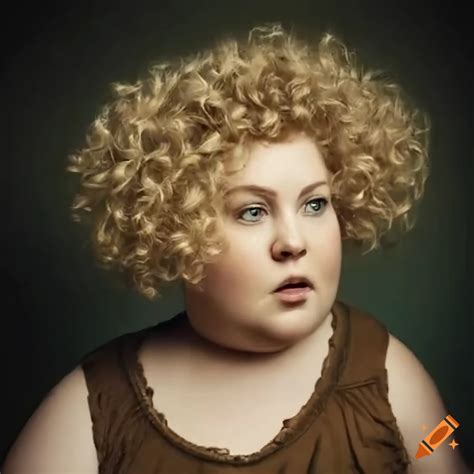 Hobbit Female With Blonde Curly Hair Simple Attire And Brown Eyes On