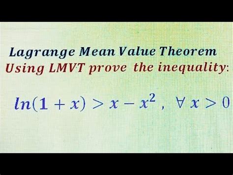 Lagrange Mean Value Theorem Proving Inequalities YouTube