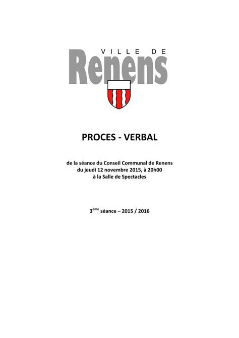 Pdf Proces Verbal Proces Verbal De La S Ance Du Conseil