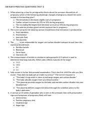 OB NUR II PRACTICE QUESTIONS TEST 1 Docx OB NUR II PRACTICE