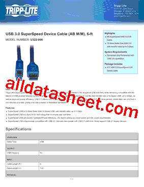 U Datasheet Pdf Tripp Lite All Rights Reserved