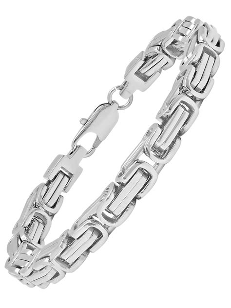 Mens Stainless Steel Square Byzantine Bracelet 85