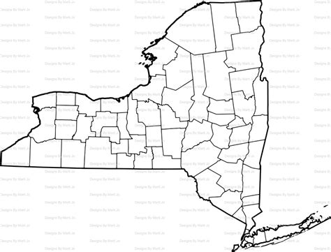 Printable New York Map | Printable NY County Map | Digital Download PDF ...