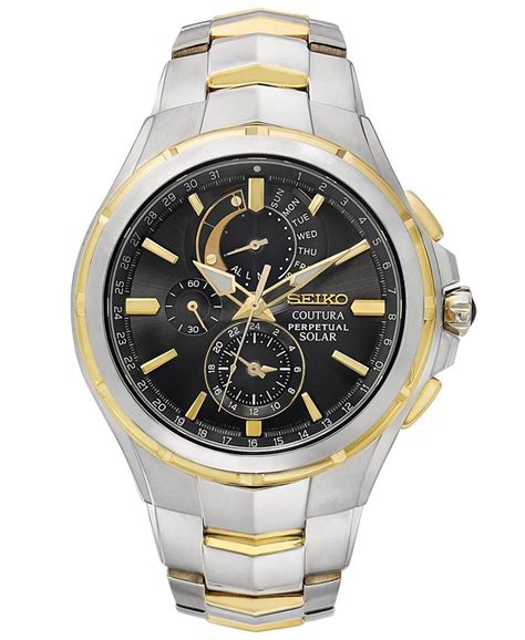 Seiko Mens Solar Chronograph Coutura Two Tone Stainless Steel Bracelet