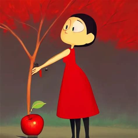 Goro Fujita Ilustration Brunette Girl In Red Dress Stable Diffusion