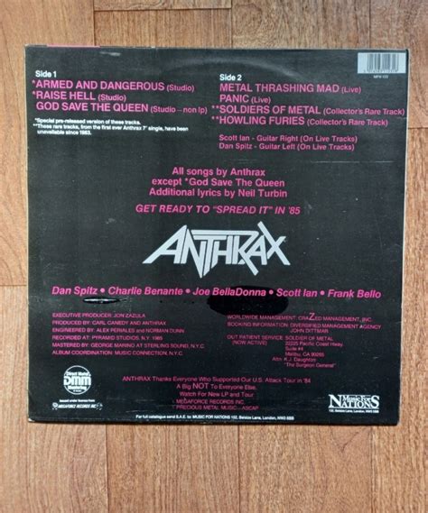 Anthrax Armed And Dangerous Vinyl Photo Metal Kingdom