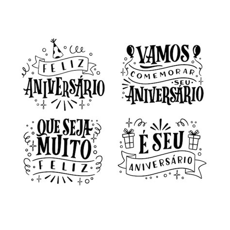 Feliz Aniversario Lettering Portugues Imagens Download Grátis No Freepik