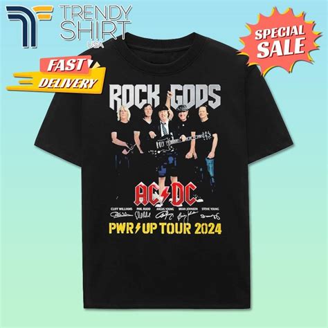 Rock Gods Ac And Dc Signatures Pwr Up Tour 2024 T Shirt Nhltee