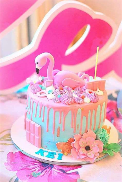 Flamingo Birthday Party Cake Hawaiian Birthday Cakes Tropical