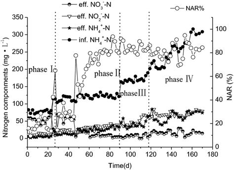 Variations Of NH4 N Concentration In Influent And Effluent NO3 N And