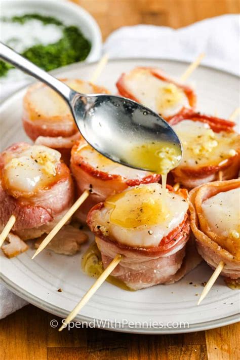 Bacon Wrapped Scallops Broil Grill Or Air Fry Spend With Pennies