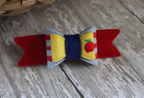 Snow White Inspired Hair Bow Embroidered Wool Felt Etsy