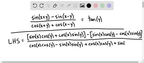 Solved Proving Identities Prove The Identity Sin X Y Sin X Y Cos