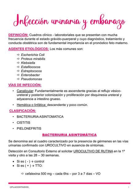 Infección urinaria y embarazo Placentados uDocz