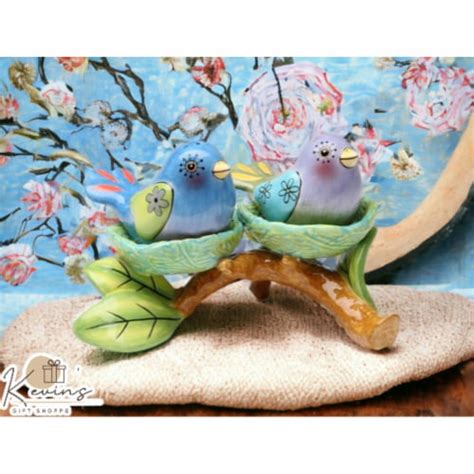 Ceramic Bird Nest Salt And Pepper Shakers And Tealight Candle Holders