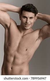 Naked Man Hands Behind His Head Foto Stok Shutterstock