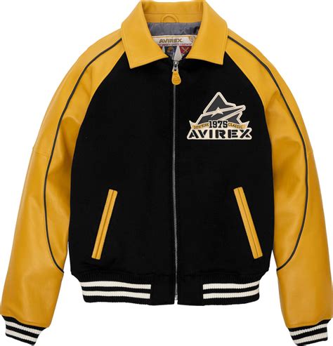 Avirex Black Yellow Classic Varsity Jacket Inc Style