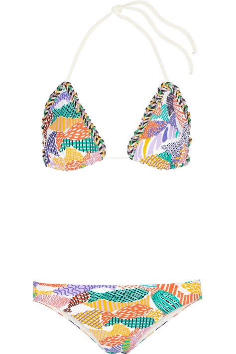 MISSONI Crochet Knit Trimmed Printed Triangle Bikini THE OUTNET