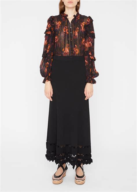 Ulla Johnson Miray Floral Ruffled Silk Blouse Editorialist