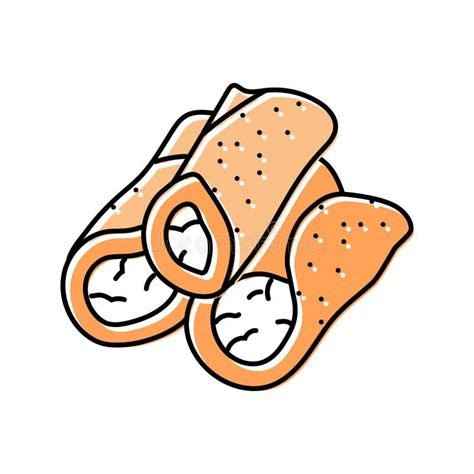 Cannoli Pastry Italian Cuisine Color Icon Vector Illustration Stock