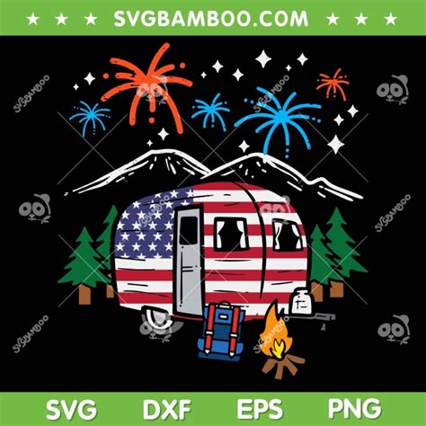 4th July Camper Van Us Flag Svg Png