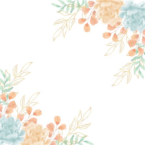 Bohemian Leaves Png Picture Bohemian Vintage Watercolor Flower With Gold Leaves Border Free Png