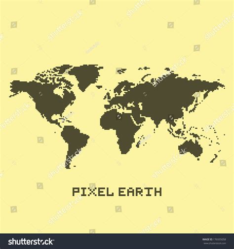 Pixel Art Isolated Earth Map Vector Stock Vector Royalty Free