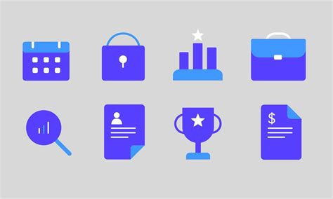 Blue flat fill business icons collection 8802604 Vector Art at Vecteezy