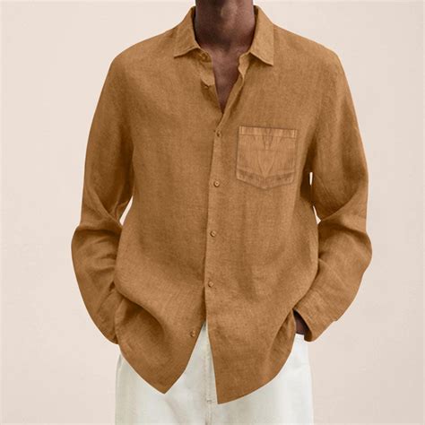 Lokdsa Clearance T Shirts For Man Male Summer Cotton Linen Solid Casual