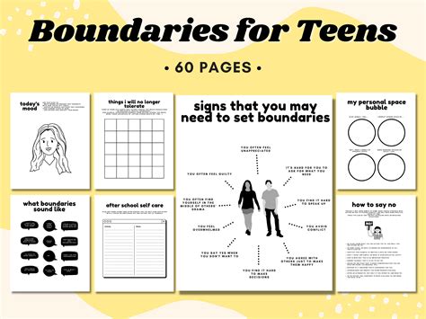 Teen Boundaries Workbook Bundle Setting Healthy Boundaries Boundaries