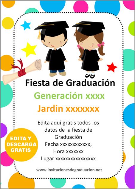 Las Mejores Invitaciones De Graduaci N Preescolar Kinder Para Editar