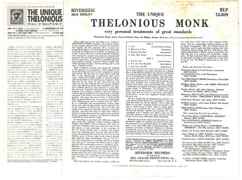 Yahoo D Lp Thelonious Monk The Unique Theloniou