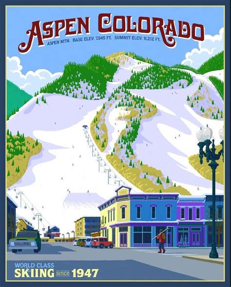 Aspen Colorado World Class Skiing Vintage Ski Poster Etsy Vintage Ski Posters Colorado