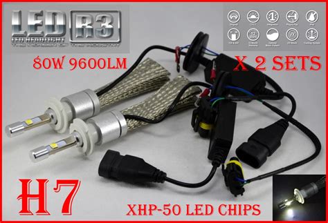 2 Sets 2015 NEW H7 80W 9600LM CRE Auto LED Headlight System XHP50 LED