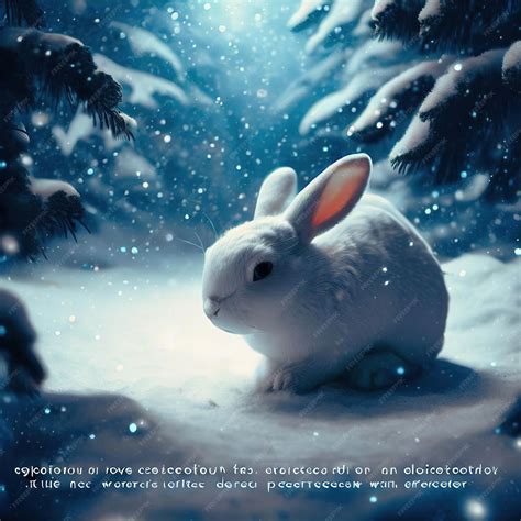 Premium Ai Image A Poster With A White Rabbit In The Snow And The