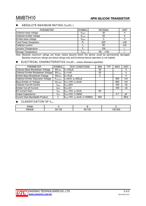 Mmbth Datasheet Utc