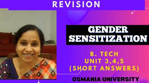 Gender Sensitization Revision Short Answers Youtube