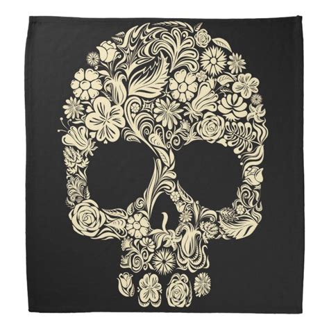 Vintage Floral Sugar Skull Bandana