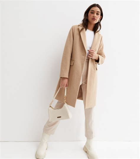 New Look Camel Lined Long Formal Coat