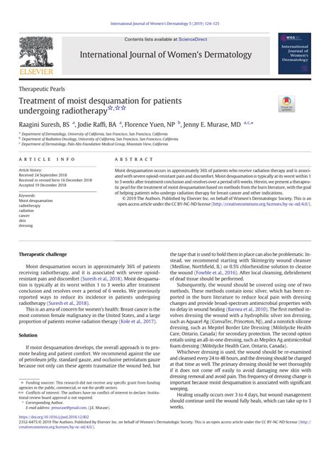 (PDF) Treatment of moist desquamation for patients undergoing radiotherapy