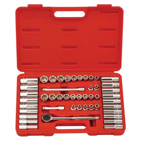 Pc Drive Sae Metric Hand Socket Set Genius Tools Gs Ms