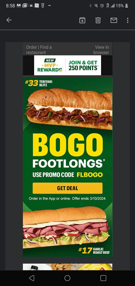 Subway Bogo Footlongs Rfreefood