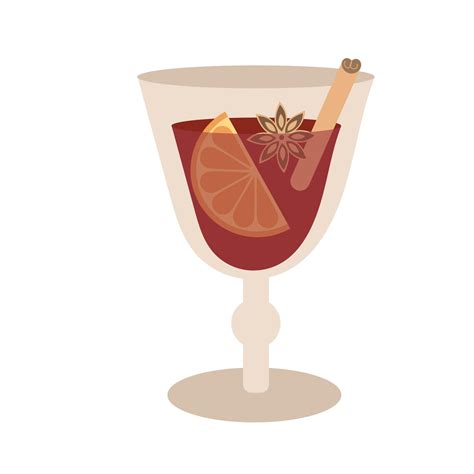 Hot Mulled Wine In A Glass Elements And Spices For A Drink Vector Art At Vecteezy